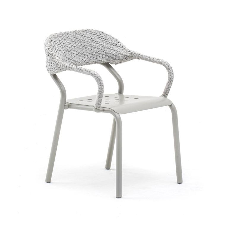 NOSS  commercial-quality outdoor dining chair by Varaschin, ideal for hotel, restaurant, and hospitality patio projects.
