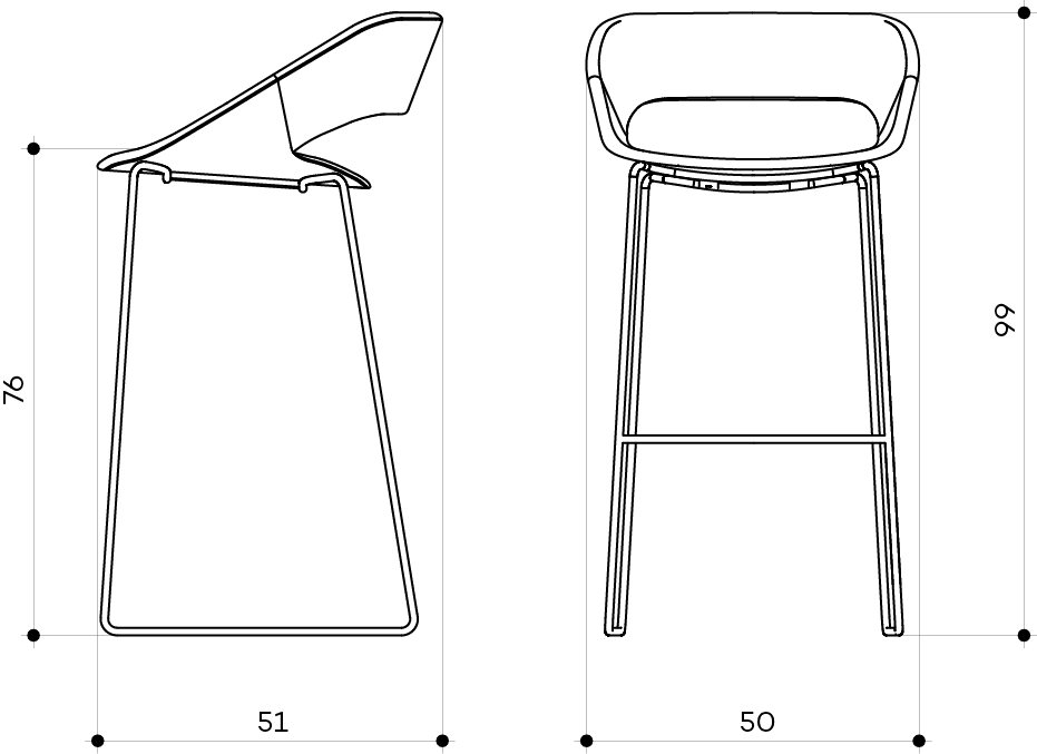 KABIRA Fabric Sled Stool - TB Contract Furniture ARRMET