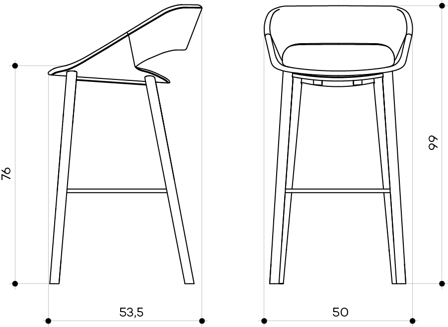 KABIRA Fabric Small 4 Leg (Wood) Stool - TB Contract Furniture ARRMET